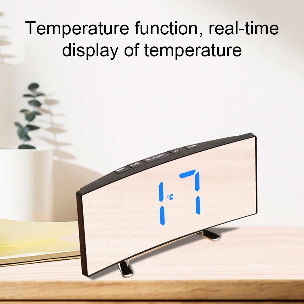 Curved LED Electronic Alarm Clock with Snooze Feature and Memory Function