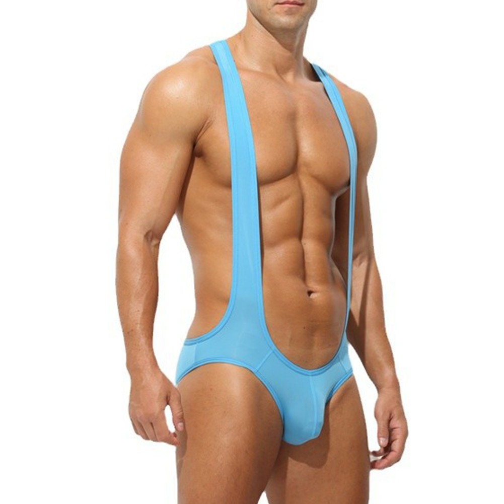 Mens Sexy Leotard Pajamas Stretchy Nightclub Jumpsuit Black White Blue - Picture 15 of 36