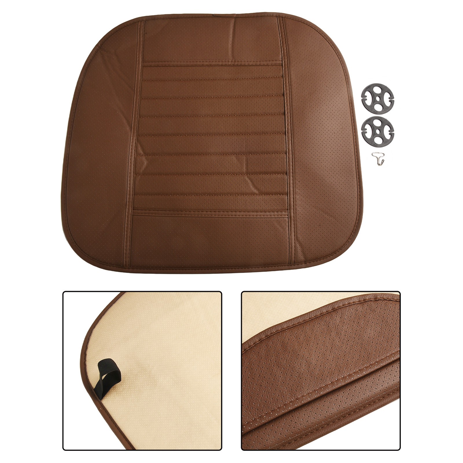 Auto Anteriore Sedile Cover Traspirante Sedia Cuscino Universale Beige/Marrone/ - Picture 45 of 72
