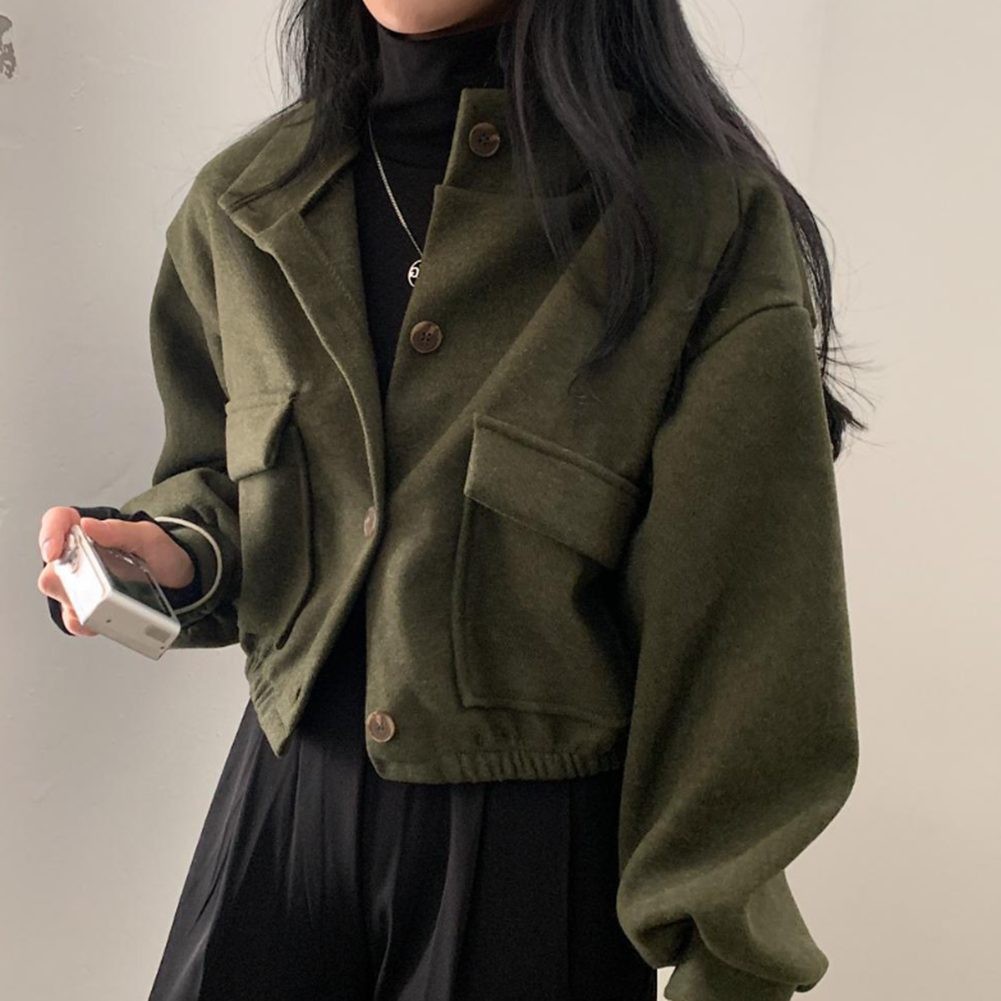 Trendy Women's Short Jacket with Pockets for Spring and Autumn Activities