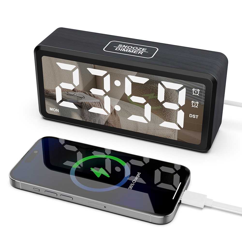 Sleek Compact Digital Alarm Clock Offering 5 Level Brightness Adjustment