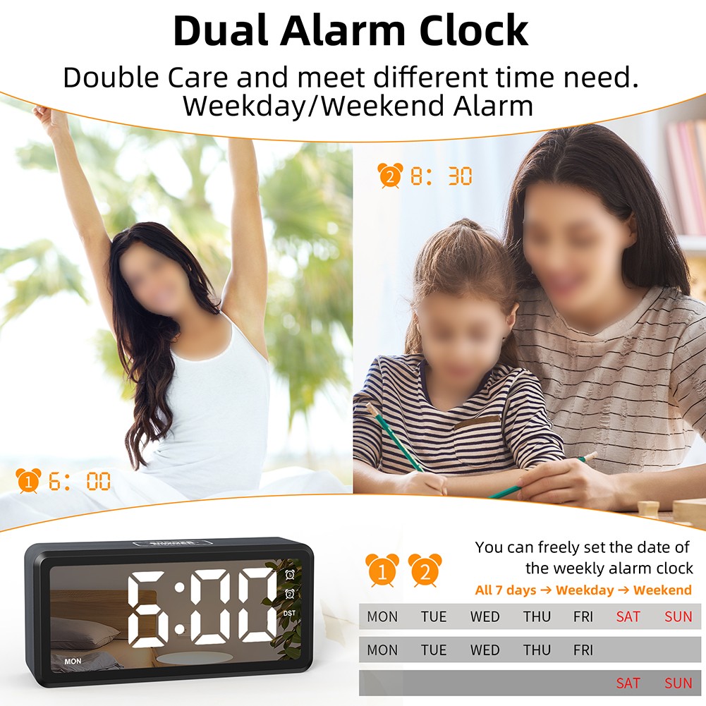 Sleek Compact Digital Alarm Clock Offering 5 Level Brightness Adjustment
