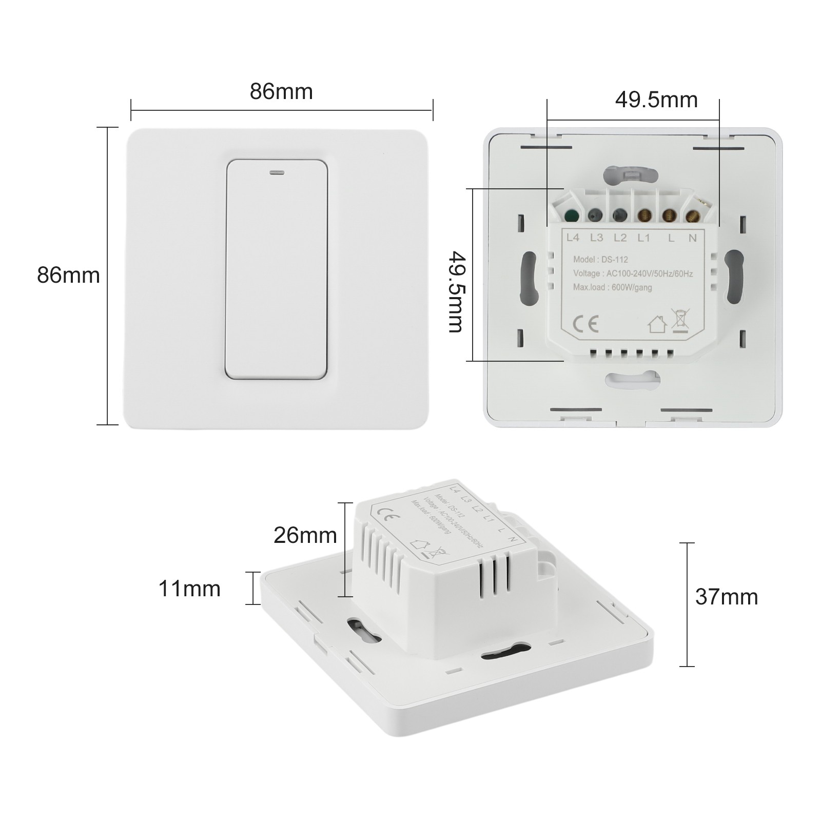Interrupteur soldes à clé intelligent 100-240VAC 50/60Hz 600W téléphone portable co