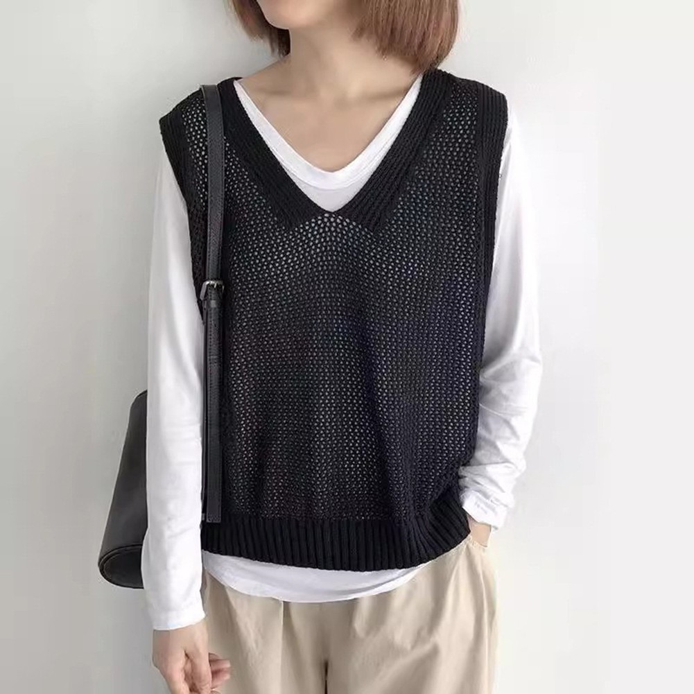 Sleek Womens Casual Tunic Length Knit Vest with Modern Design Features - Picture 26 of 27