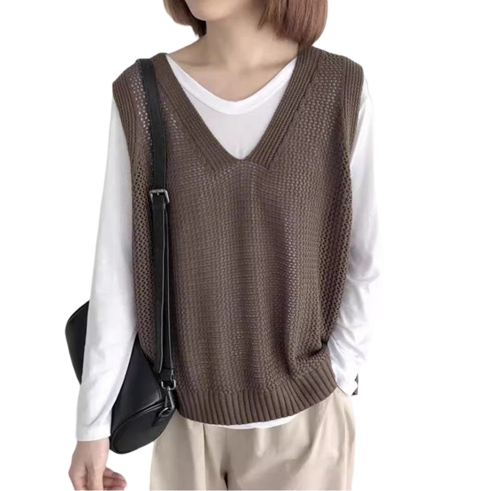 Sleek Womens Casual Tunic Length Knit Vest with Modern Design Features - Picture 19 of 27