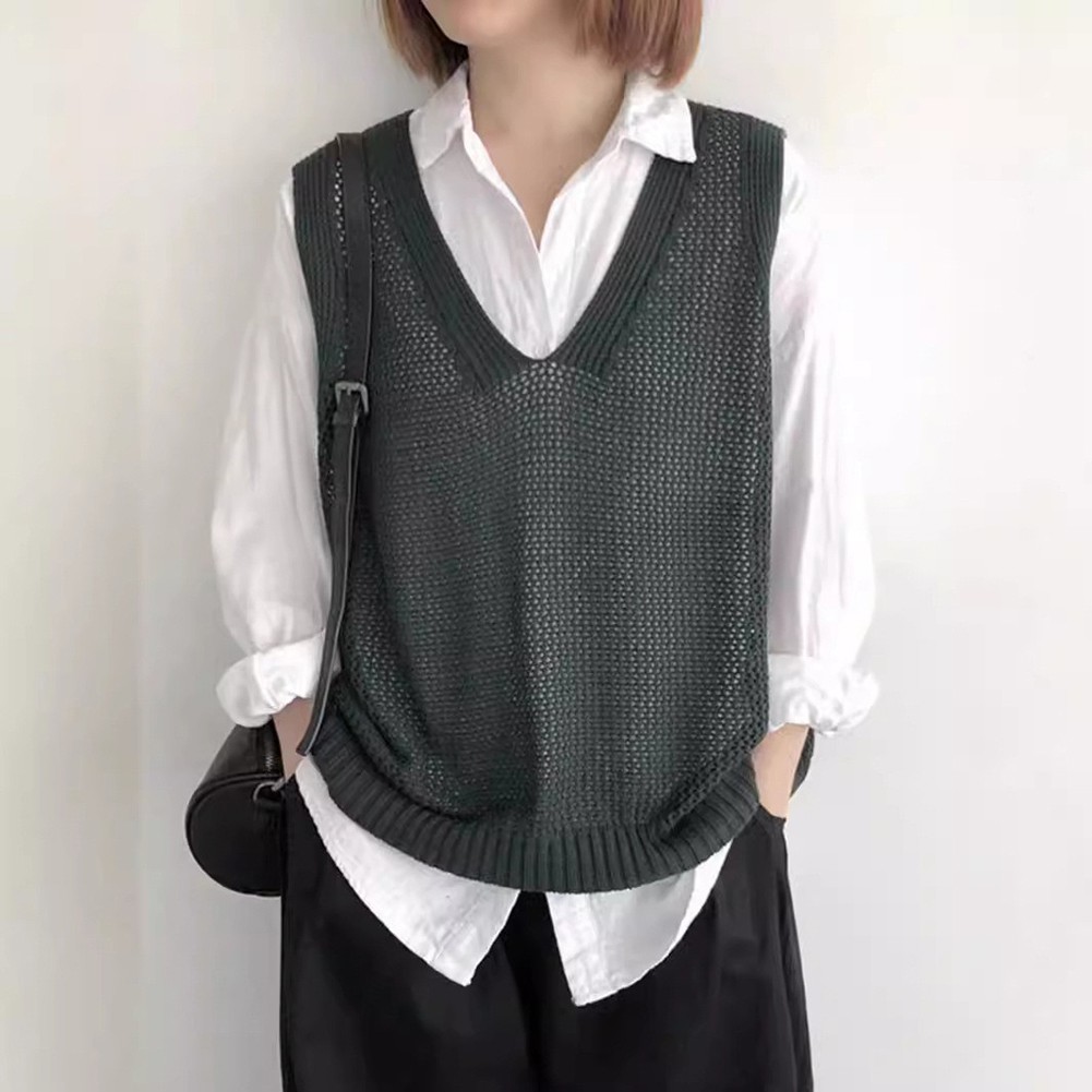 Sleek Womens Casual Tunic Length Knit Vest with Modern Design Features - Picture 24 of 27