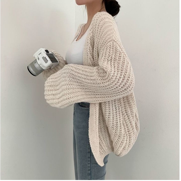 Casual Women's Lantern Cardigan Sweater Perfect for Daily Use in Autumn - Picture 20 of 29