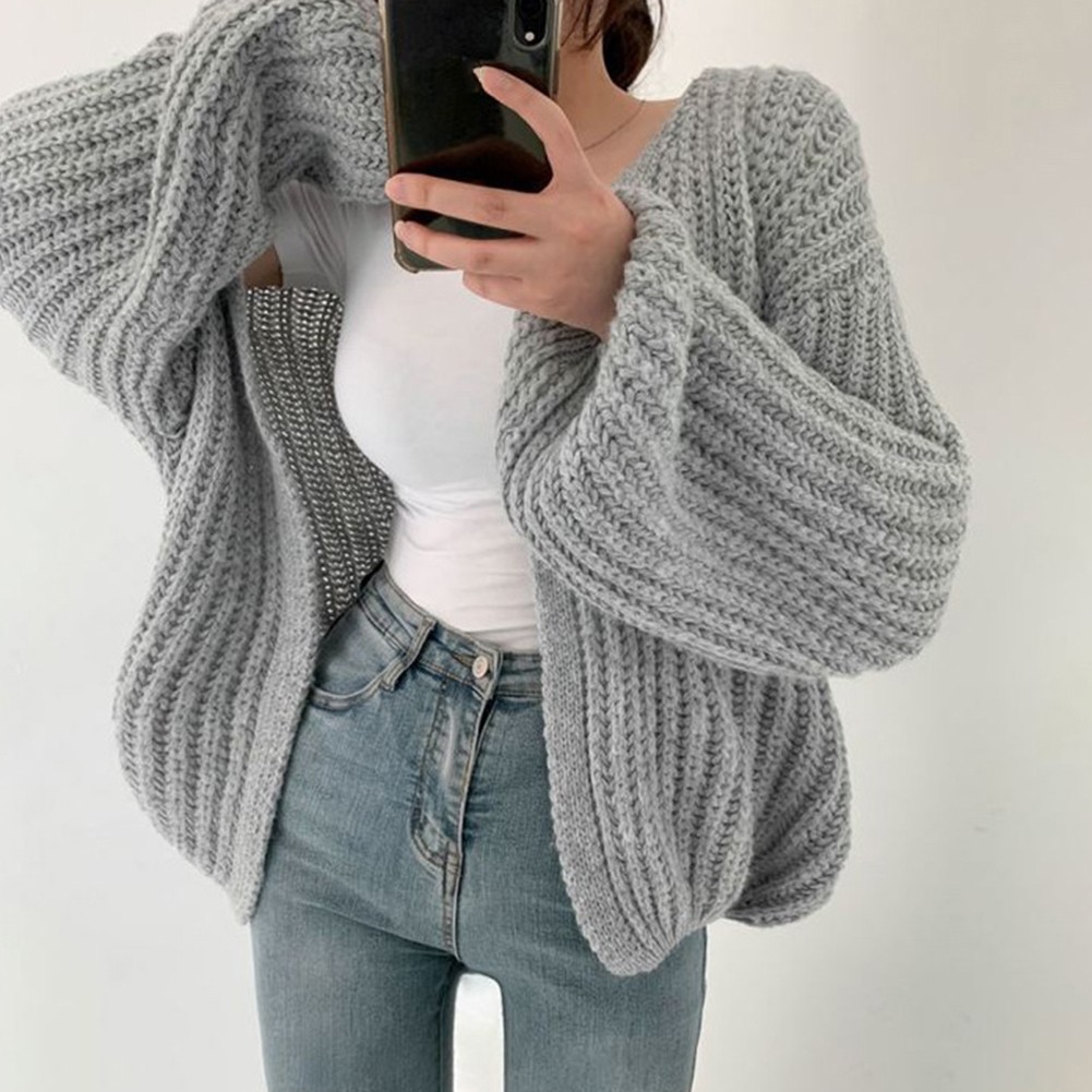 Casual Women's Lantern Cardigan Sweater Perfect for Daily Use in Autumn - Picture 16 of 29