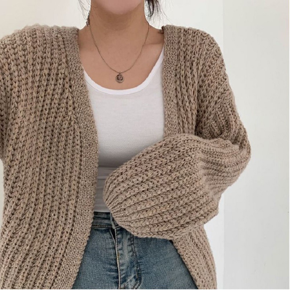 Casual Women's Lantern Cardigan Sweater Perfect for Daily Use in Autumn - Picture 25 of 29