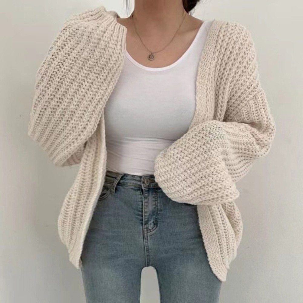 Casual Women's Lantern Cardigan Sweater Perfect for Daily Use in Autumn - Picture 19 of 29