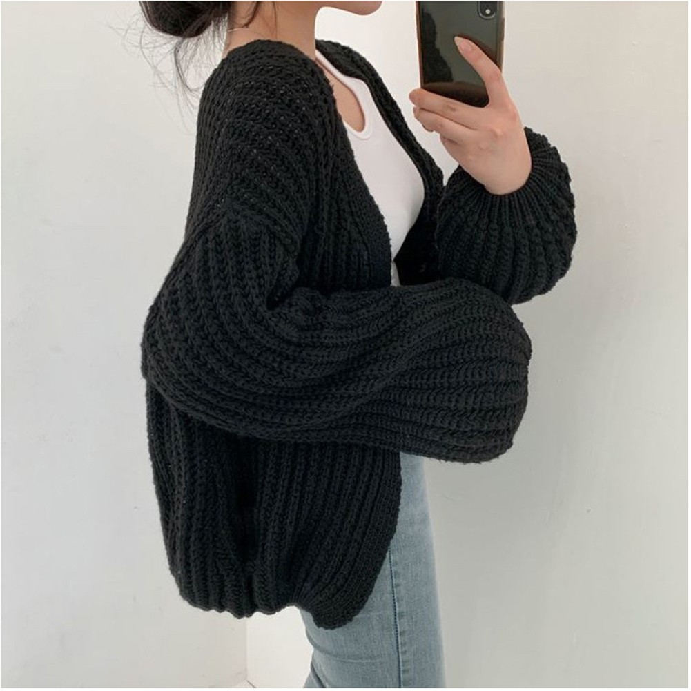 Casual Women's Lantern Cardigan Sweater Perfect for Daily Use in Autumn - Picture 27 of 29