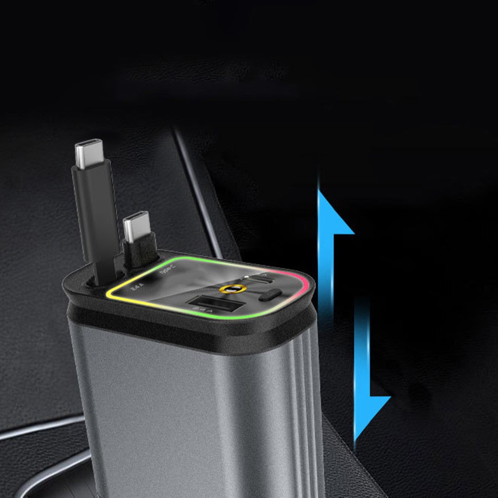 Chargeur téléphone voiture rétractable design aluminium élégant avec foncti - Photo 16 sur 24
