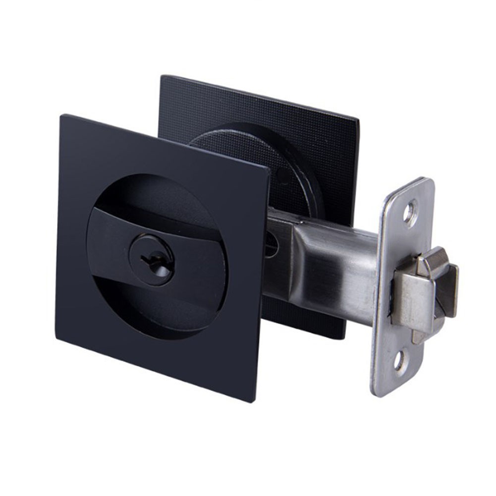 Square officiel Pocket Door Lock for Bathroom with Key Zinc Alloy Privacy Hardware