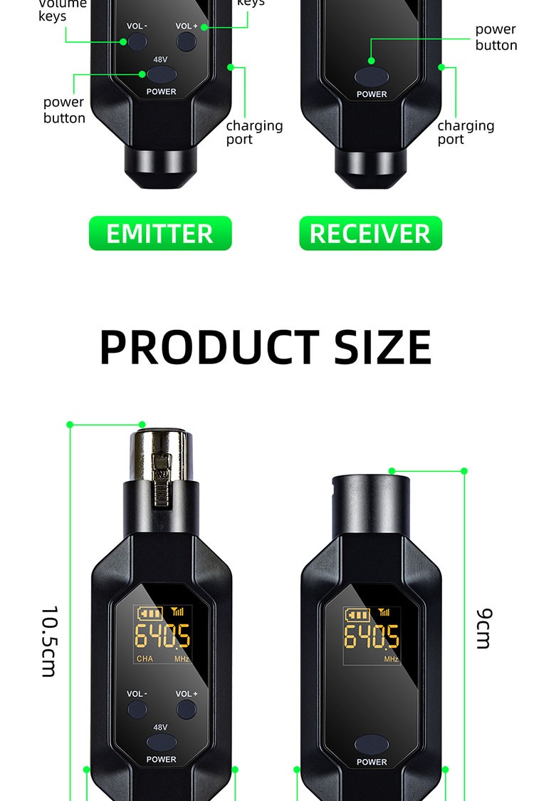 Für dynamisches Mikrofon XLR kabelloses System mit 24 Bit Audioauflösung - Bild 23 von 25