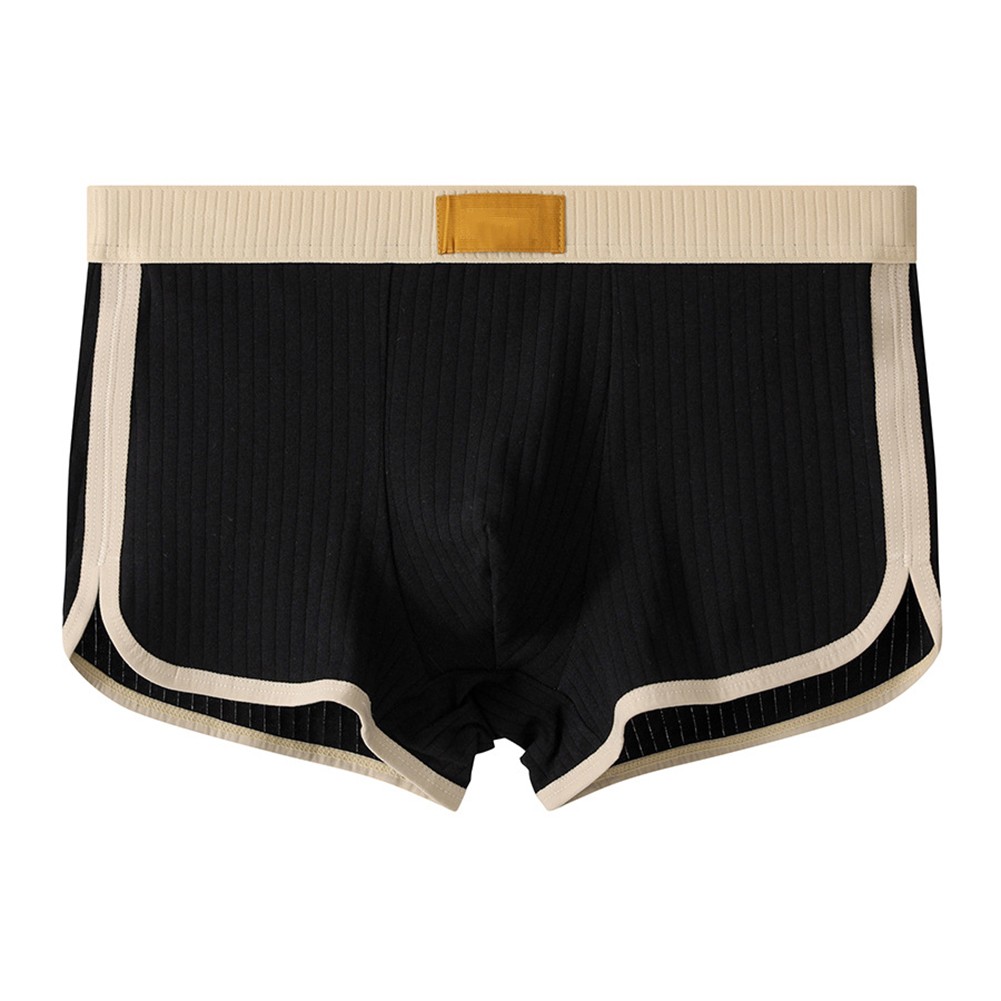 Mens Solid Color Boxer Briefs Cotton Comfortable and Breathable Design