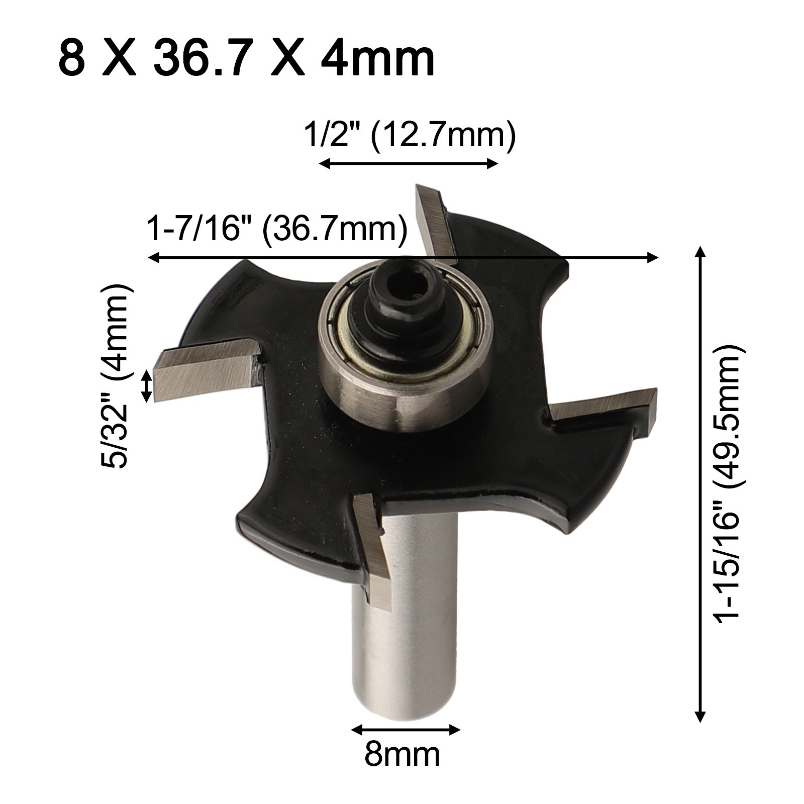 Sleek Black Ball Bearing Router Bit Perfect for For woodworking Projects - Picture 35 of 38