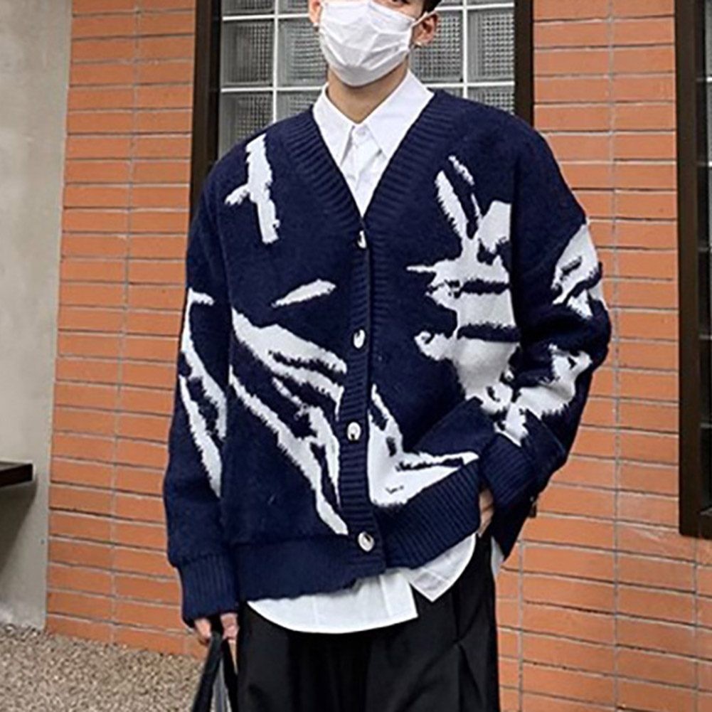 Sophisticated Men's Autumn Sweater featuring Graphic Design and V Neck - Picture 15 of 60