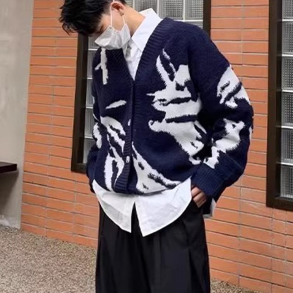 Sophisticated Men's Autumn Sweater featuring Graphic Design and V Neck - Picture 16 of 60