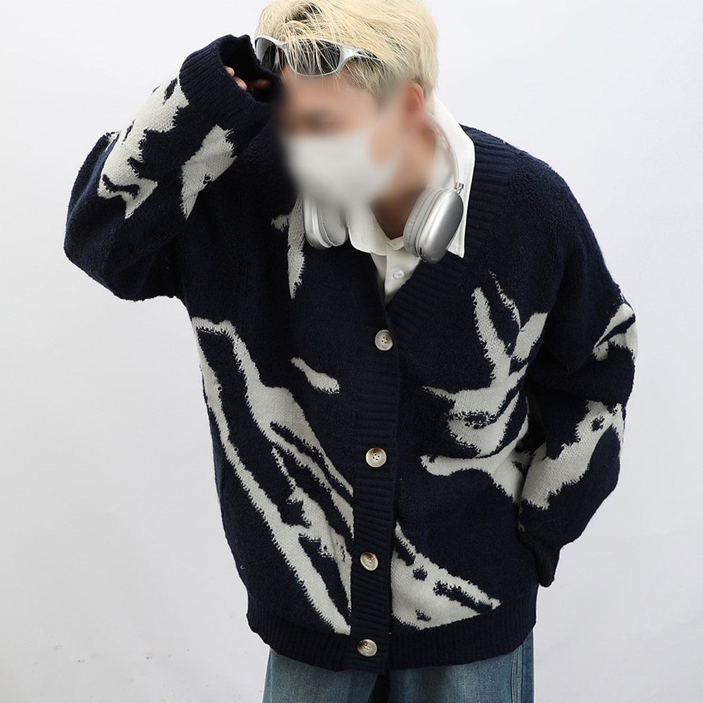 Sophisticated Men's Autumn Sweater featuring Graphic Design and V Neck - Picture 20 of 60