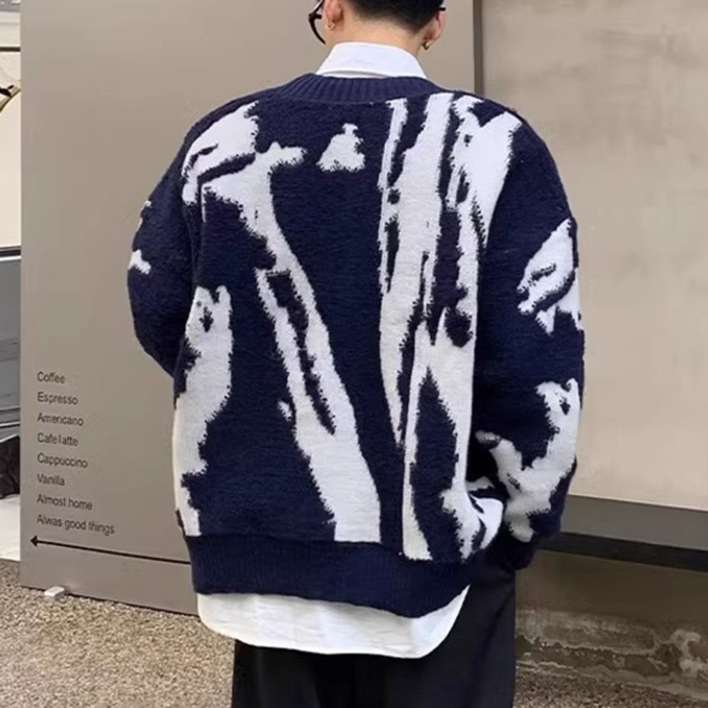 Sophisticated Men's Autumn Sweater featuring Graphic Design and V Neck - Picture 19 of 60
