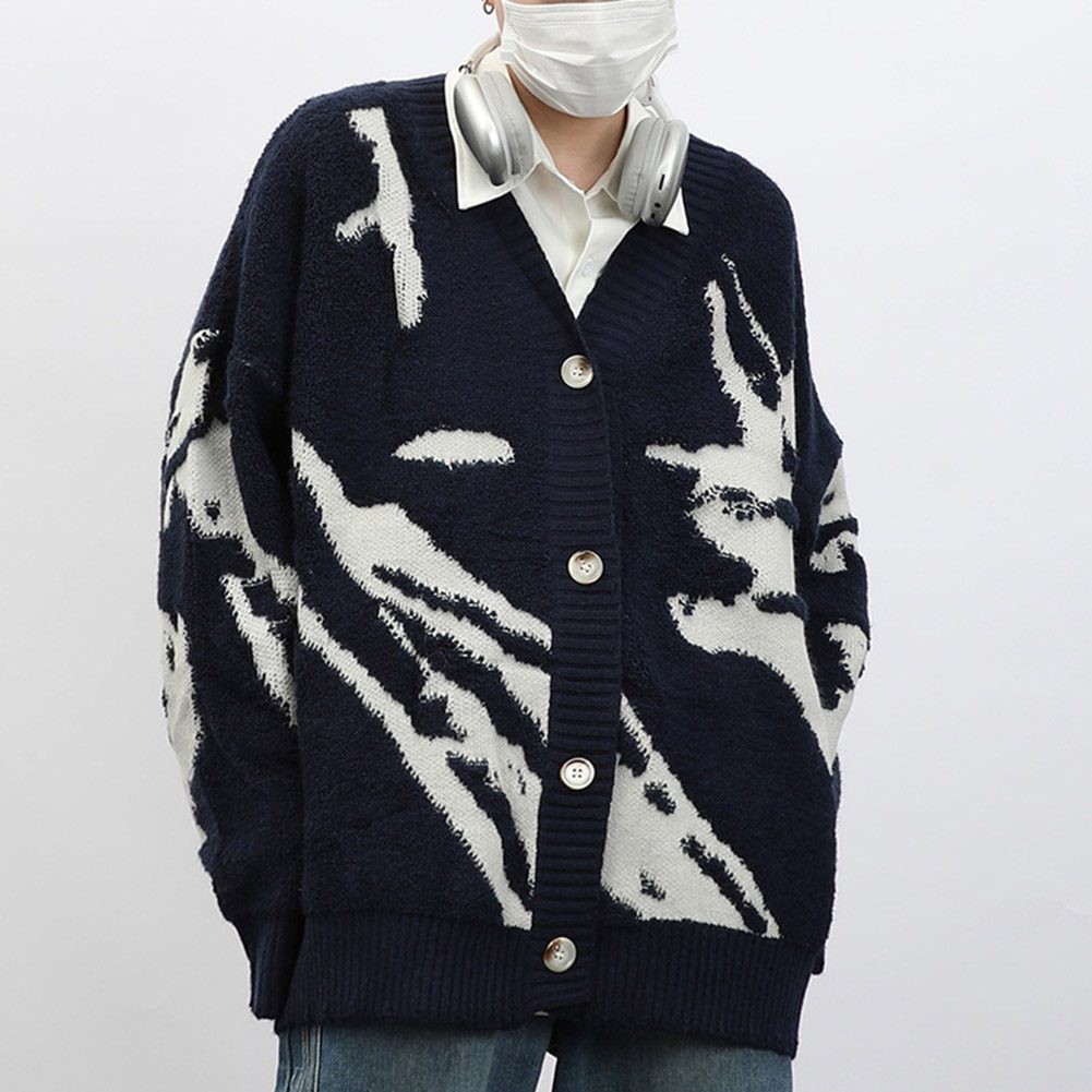 Sophisticated Men's Autumn Sweater featuring Graphic Design and V Neck - Picture 13 of 60