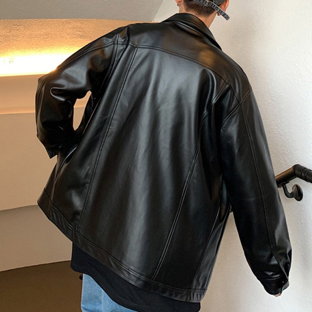 Mens Spring Autumn Jacket with Lapel Design Fashion Vintage Motorcycle - Picture 16 of 48