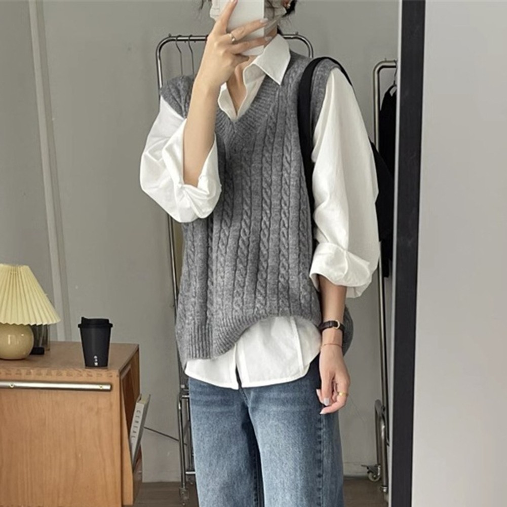 Cable Knit Women's Loose Fitting Vest Perfect For Layering This Season - Picture 19 of 33