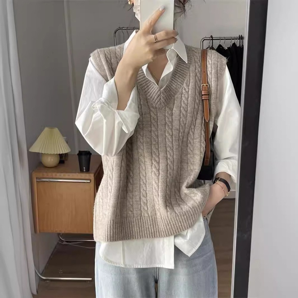 Cable Knit Women's Loose Fitting Vest Perfect For Layering This Season - Picture 21 of 33