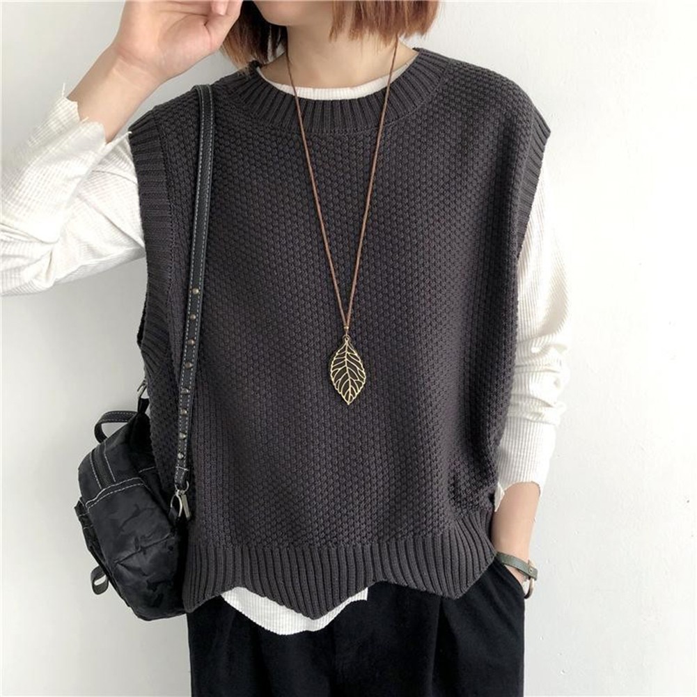 Women Knitted Vest with Unique Hem Design for Fashionable Daily Outfits