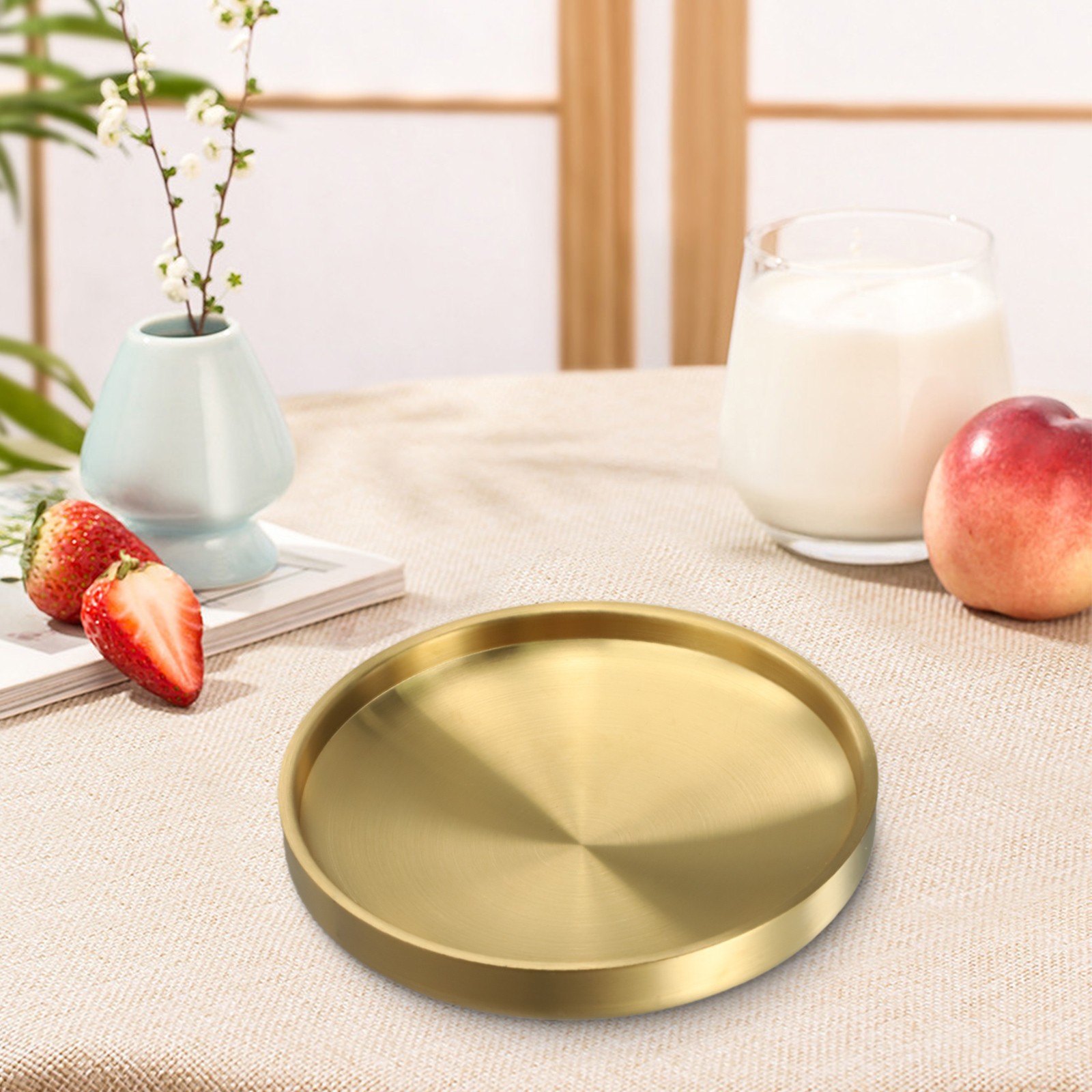 Assiette de service ronde vente dor��e brillante avec stabilit�� accrue pendant l'util
