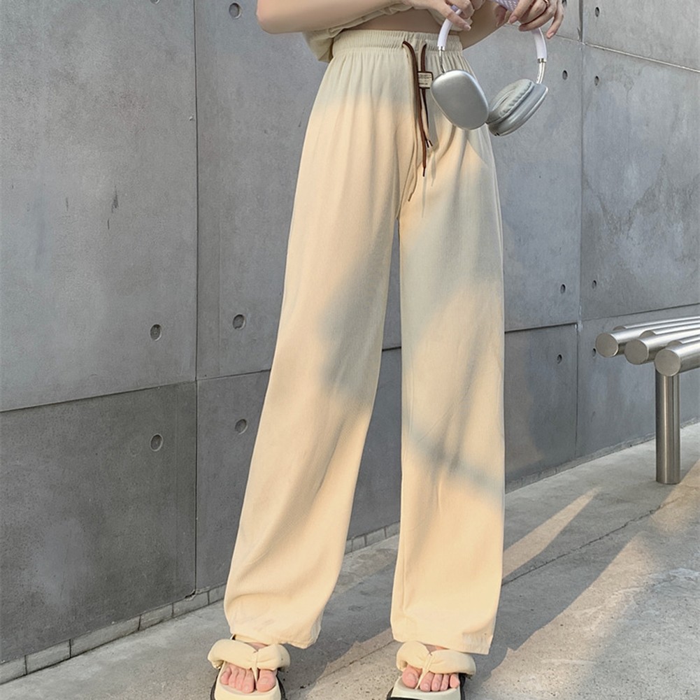 Casual Womens Straight Pants with Double Drawstring and Corduroy Fabric - Picture 18 of 47