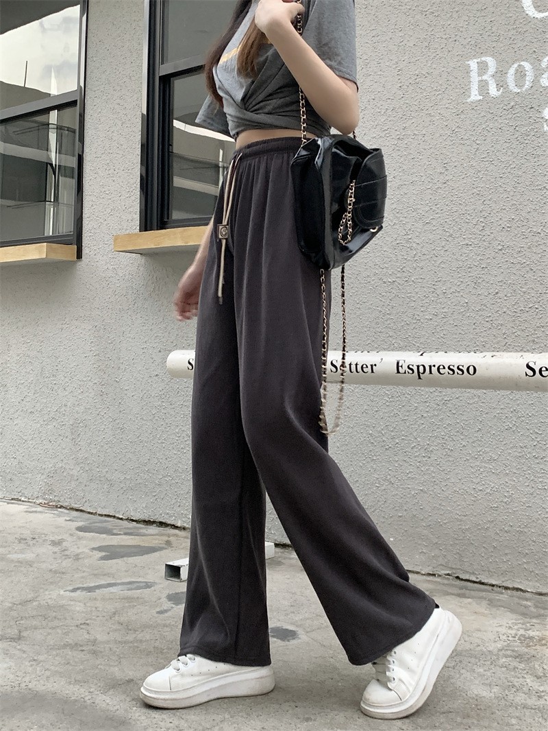 Casual Womens Straight Pants with Double Drawstring and Corduroy Fabric - Picture 33 of 47