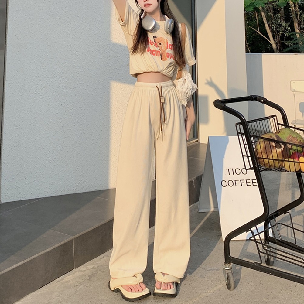 Casual Womens Straight Pants with Double Drawstring and Corduroy Fabric - Picture 20 of 47
