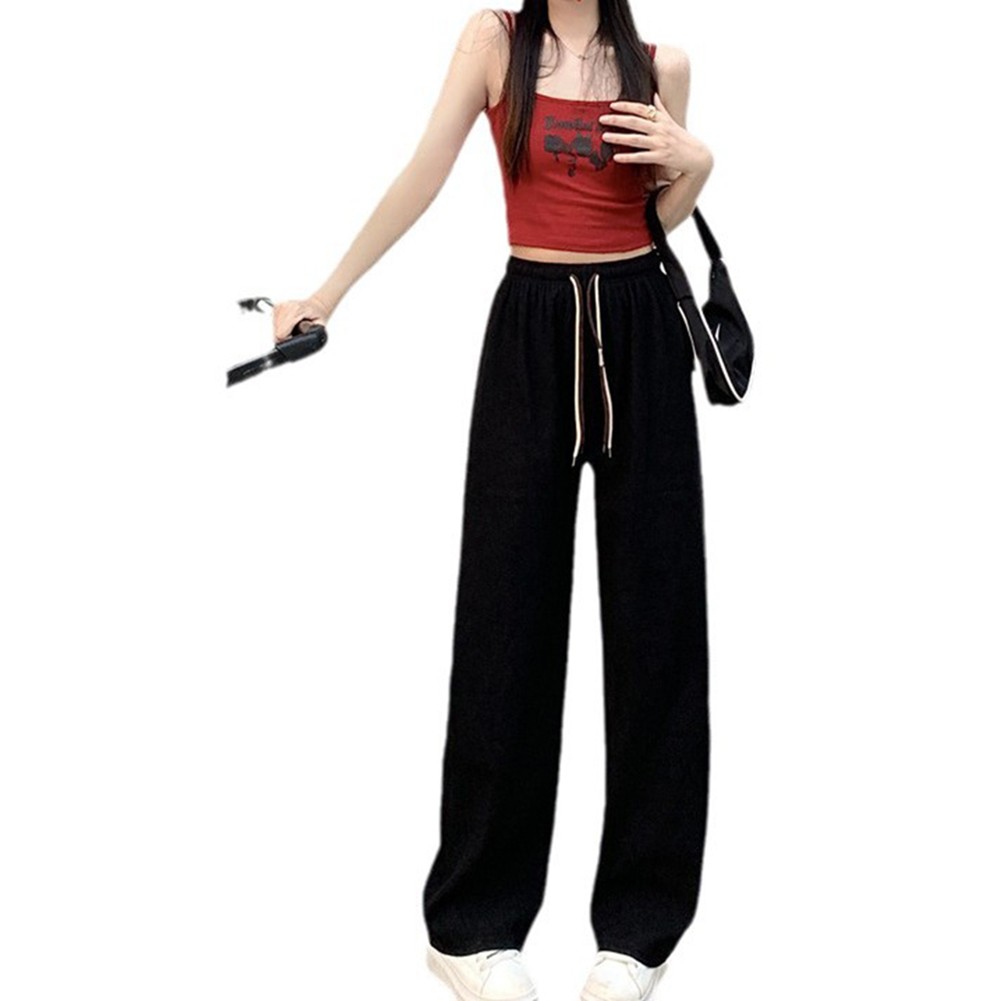 Casual Womens Straight Pants with Double Drawstring and Corduroy Fabric - Picture 27 of 47
