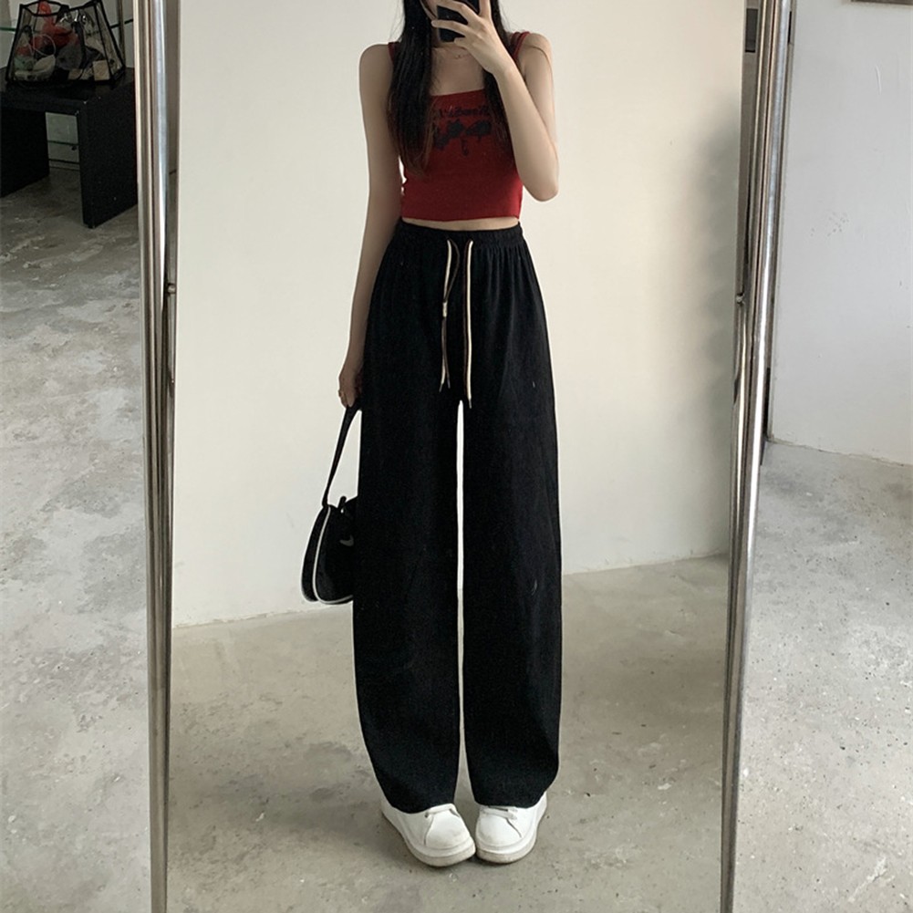 Casual Womens Straight Pants with Double Drawstring and Corduroy Fabric - Picture 26 of 47