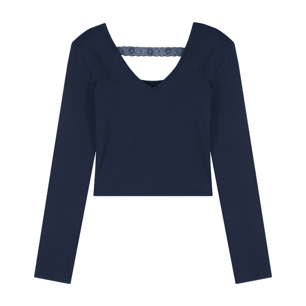 Bodycon elegante maglia cropped da donna con affascinante dettaglio in pizzo - Bild 48 von 61