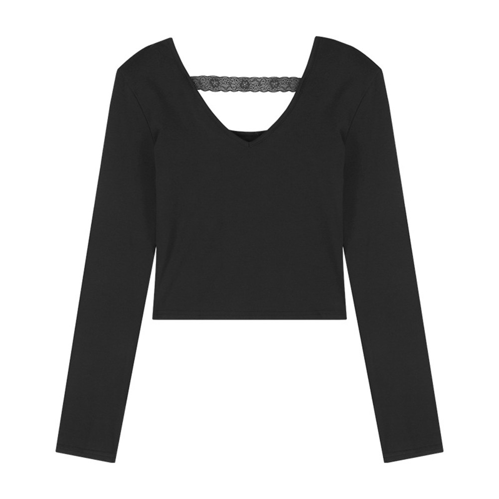 Bodycon elegante maglia cropped da donna con affascinante dettaglio in pizzo - Bild 42 von 61