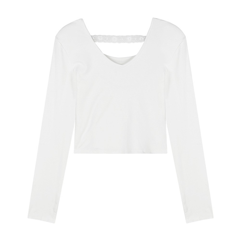 Bodycon elegante maglia cropped da donna con affascinante dettaglio in pizzo - Bild 25 von 61