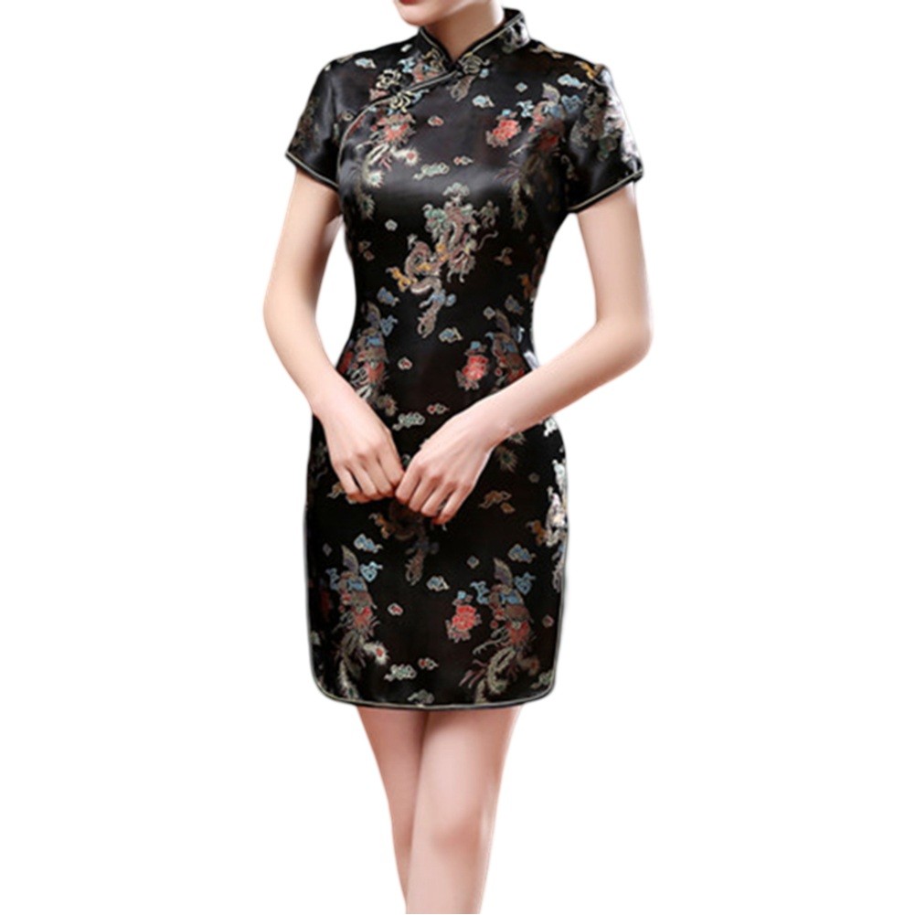 Womens Classic Stand Collar Cheongsam featuring Beautiful Embroidery Work - Picture 10 of 26