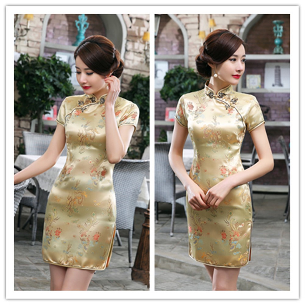 Womens Classic Stand Collar Cheongsam featuring Beautiful Embroidery Work - Picture 17 of 26