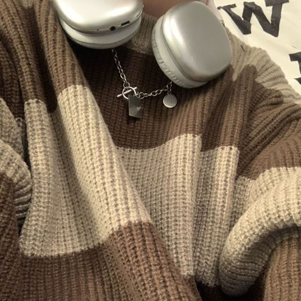 Mens Striped Round Neck Knitted Sweater for Spring and Autumn Casual Wear - Picture 14 of 48
