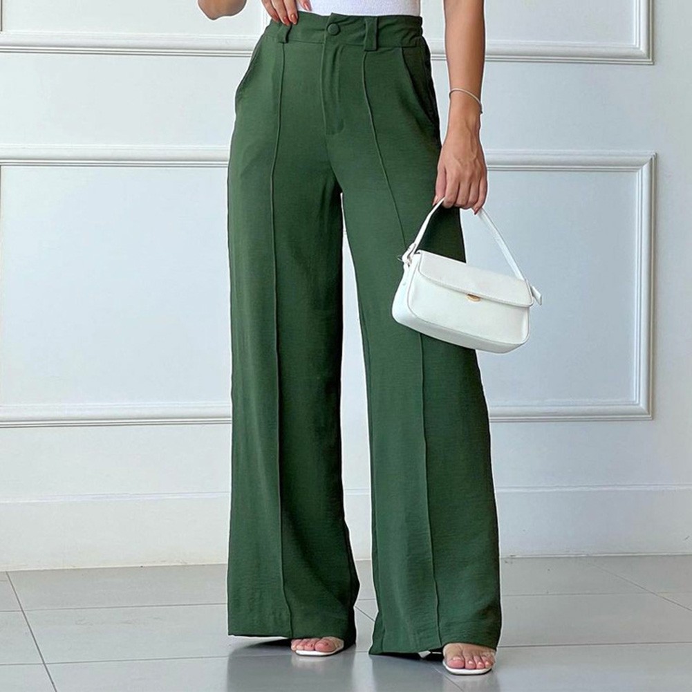 Adjustable Waist Loose Pleated Pants for Women Casual Wide Leg Trousers - Bild 13 von 27