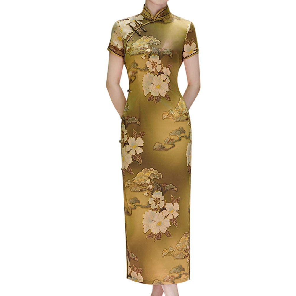 Sophisticated Womens Slim Fit Cheongsam Dress with Unique Collar Design - Picture 22 of 26