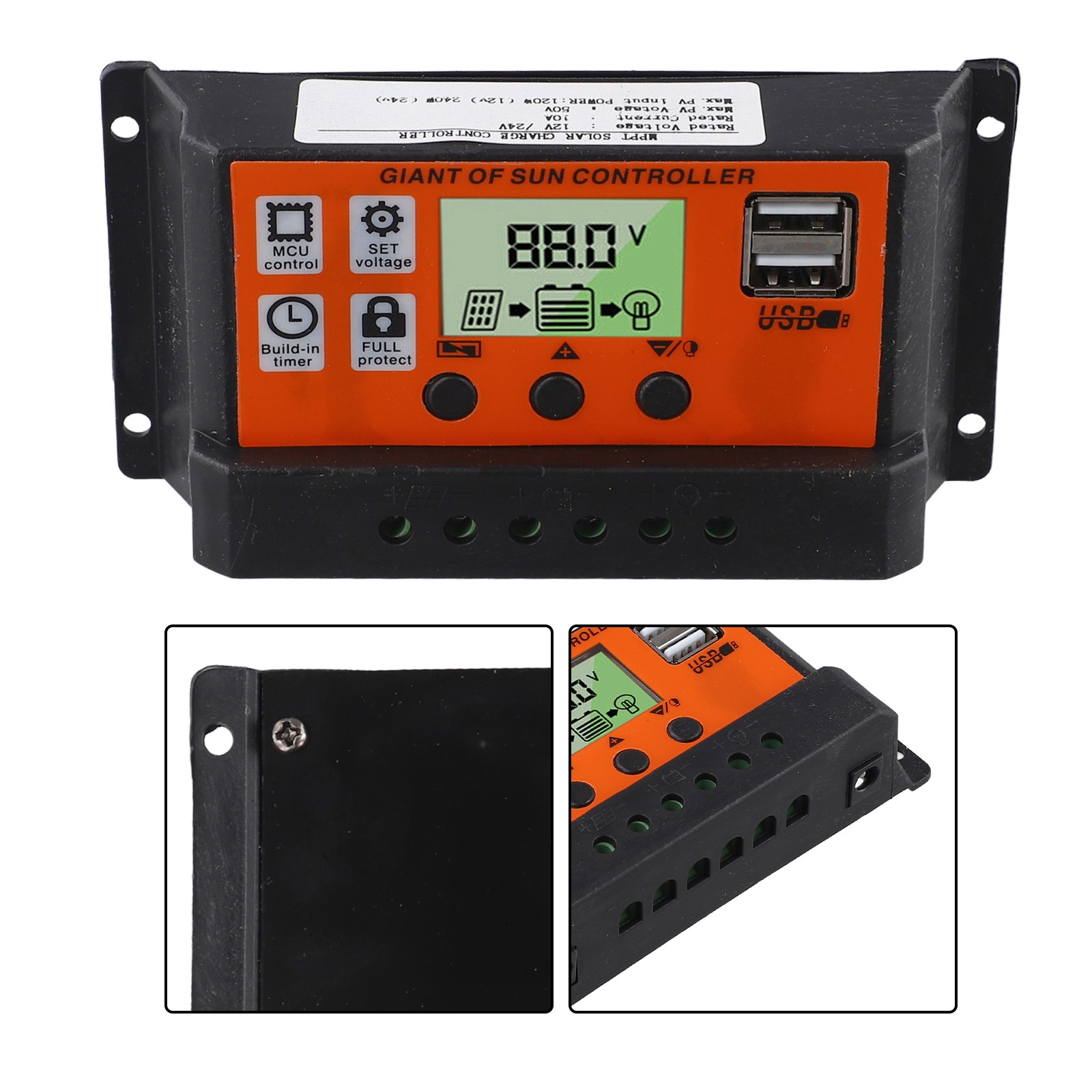 MPPT For PWM Solar Charge Controller Solar Panel Battery Regulator Dual USB Port