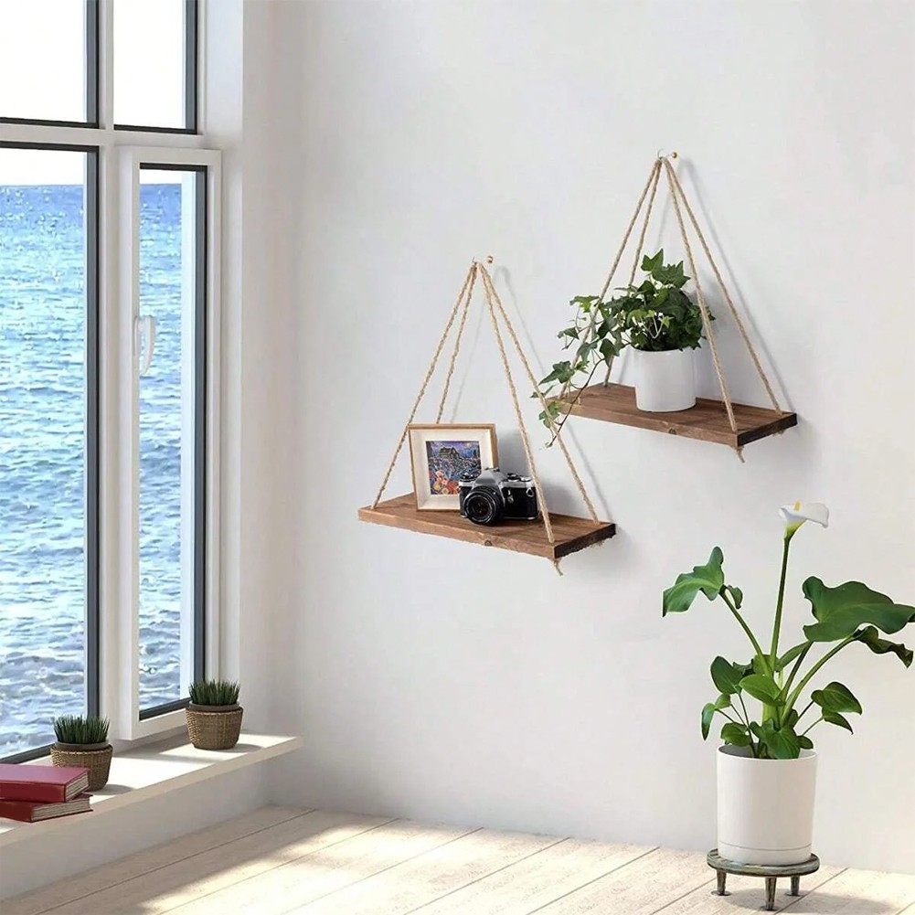 Aesthetic Appeal Meets Functionality Wooden Floating Shelf Set Up Easily