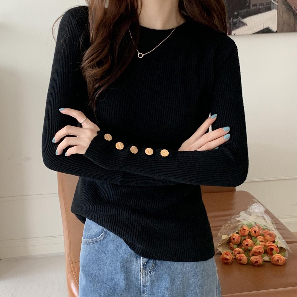 Womens Stylish Knitted Tops with Long Sleeves Available in Various Hues