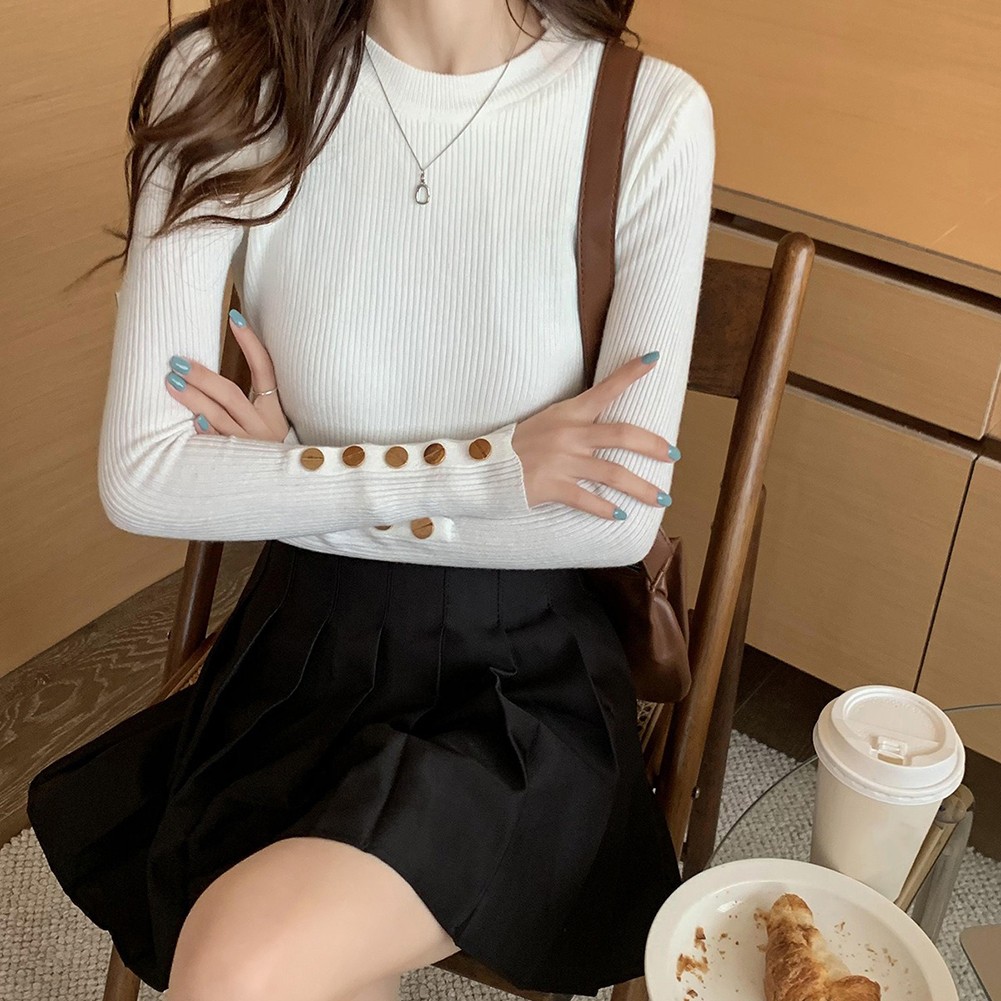 Stylish Long Sleeve Knitted Tops for Women Autumn and Winter Essentials - Picture 13 of 36