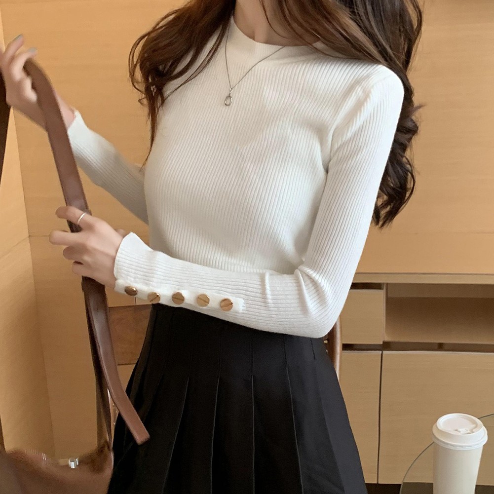 Stylish Long Sleeve Knitted Tops for Women Autumn and Winter Essentials - Picture 18 of 36