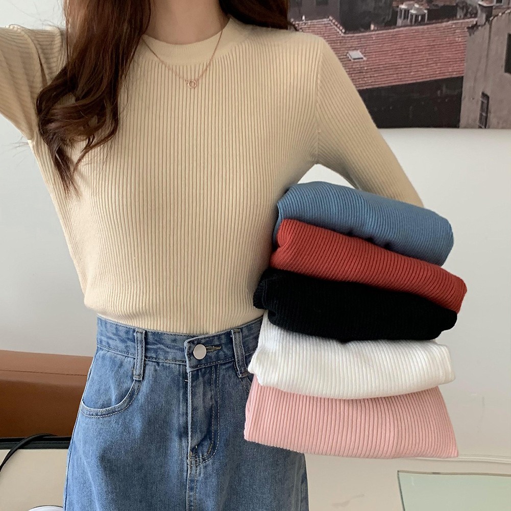 Stylish Long Sleeve Knitted Tops for Women Autumn and Winter Essentials - Picture 28 of 36