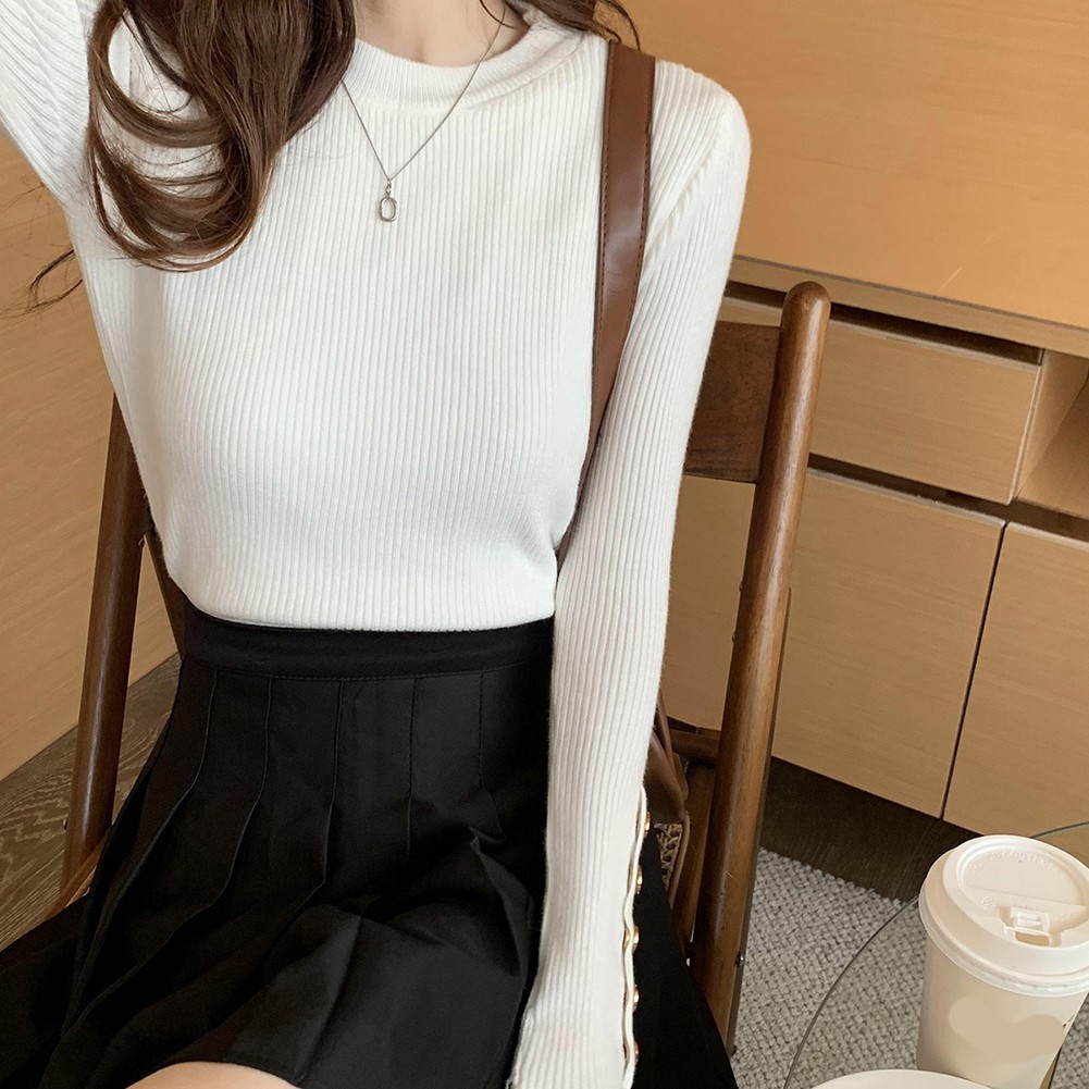 Stylish Long Sleeve Knitted Tops for Women Autumn and Winter Essentials - Picture 15 of 36